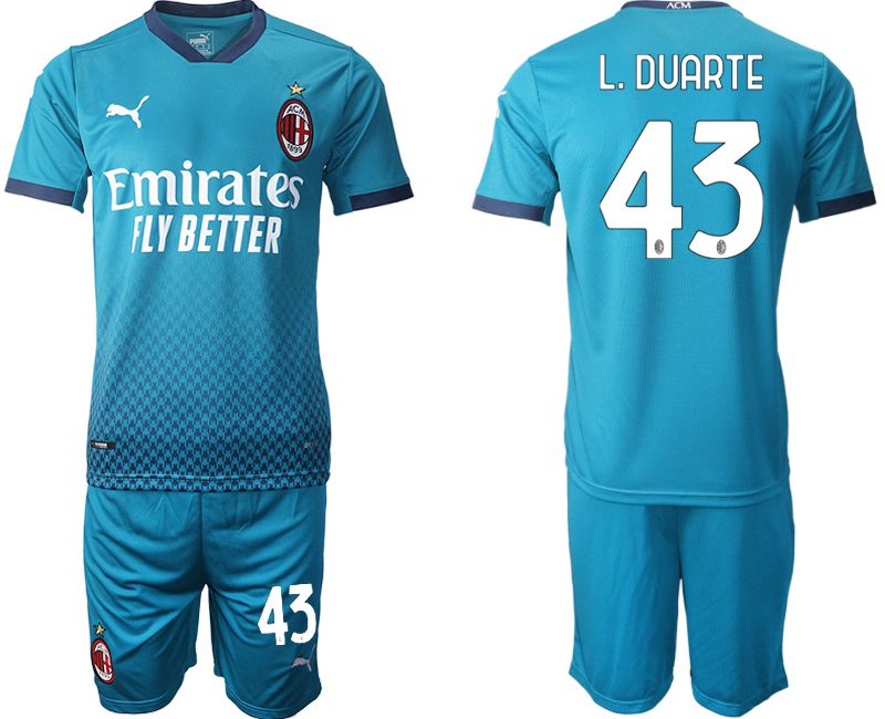 Men 2020-2021 club AC milan away #43 blue Soccer Jerseys